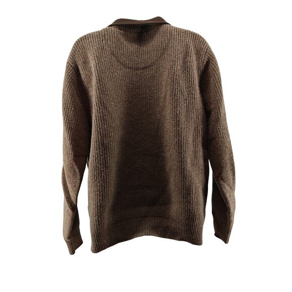 L.L. Bean Mens Waterfowl Merino Lambs Wool Brown 1/4 Zip Sweater - Picture 3 of 3